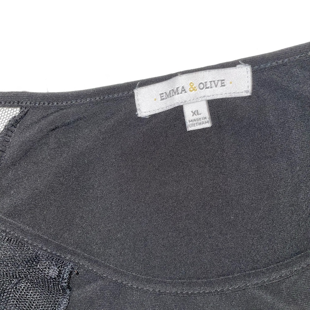 Emma & Olive Elegant Black Sheer Sleeve Top - Picture 4 of 7